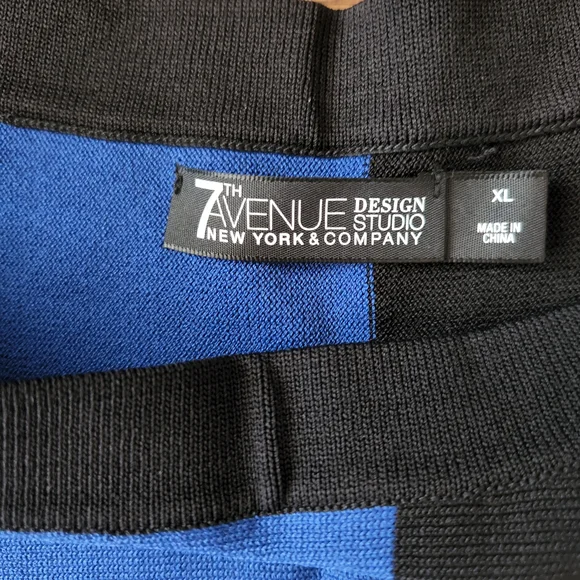 NWT Elegant Black and Blue Long Sleeve Dress 7th Avenue New York and Company - Picture 6 of 12